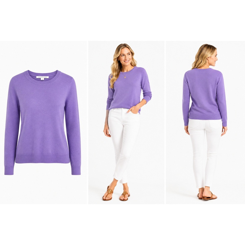 Diane Von Furstenberg Cashmere Sweater Womens S‎ Purple Crew Neck Knit Pullover